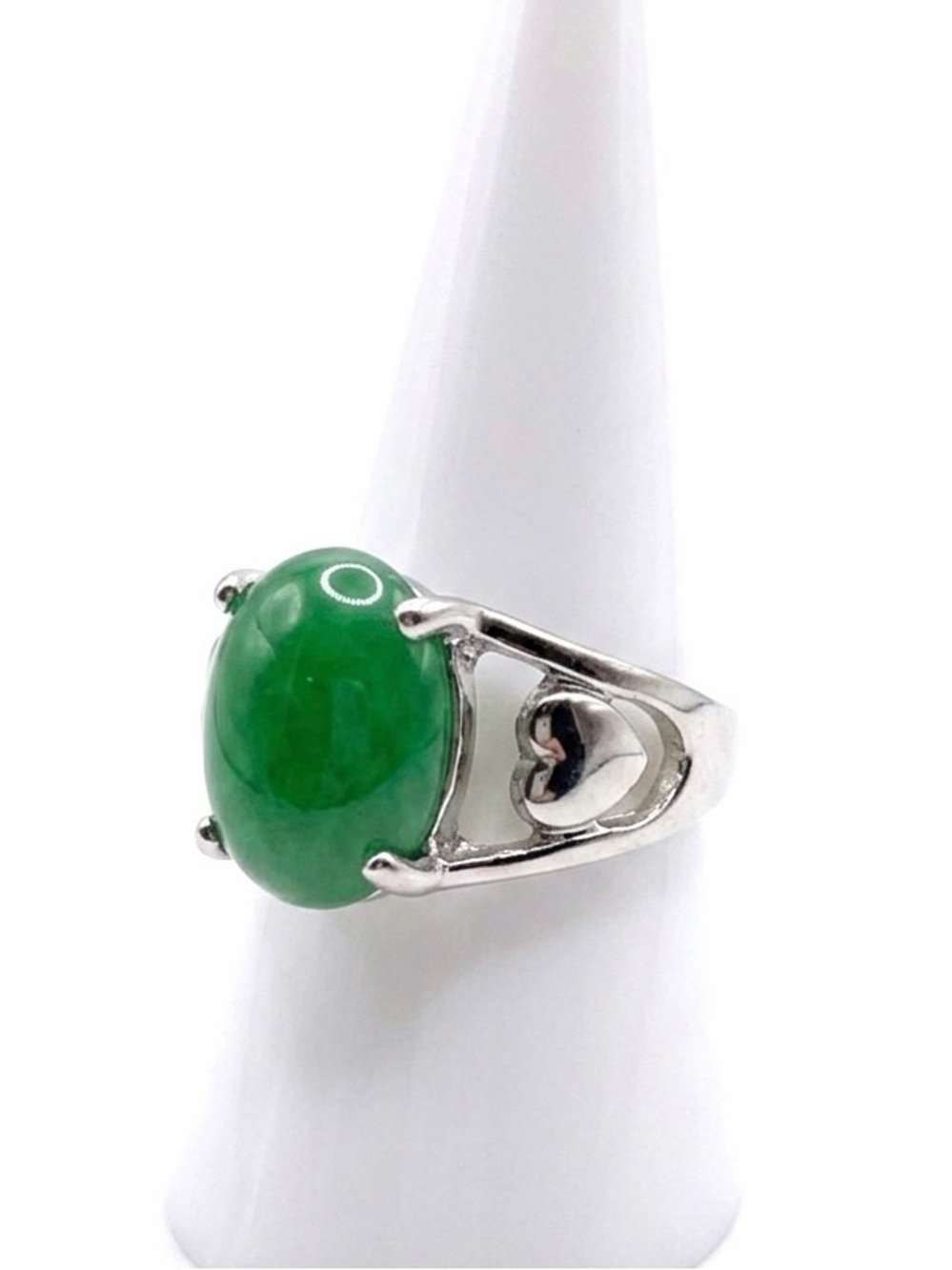 New Sterling Silver Oval Cut Green 4 Prong Crackle Quartz Gemstone Handmade Ring